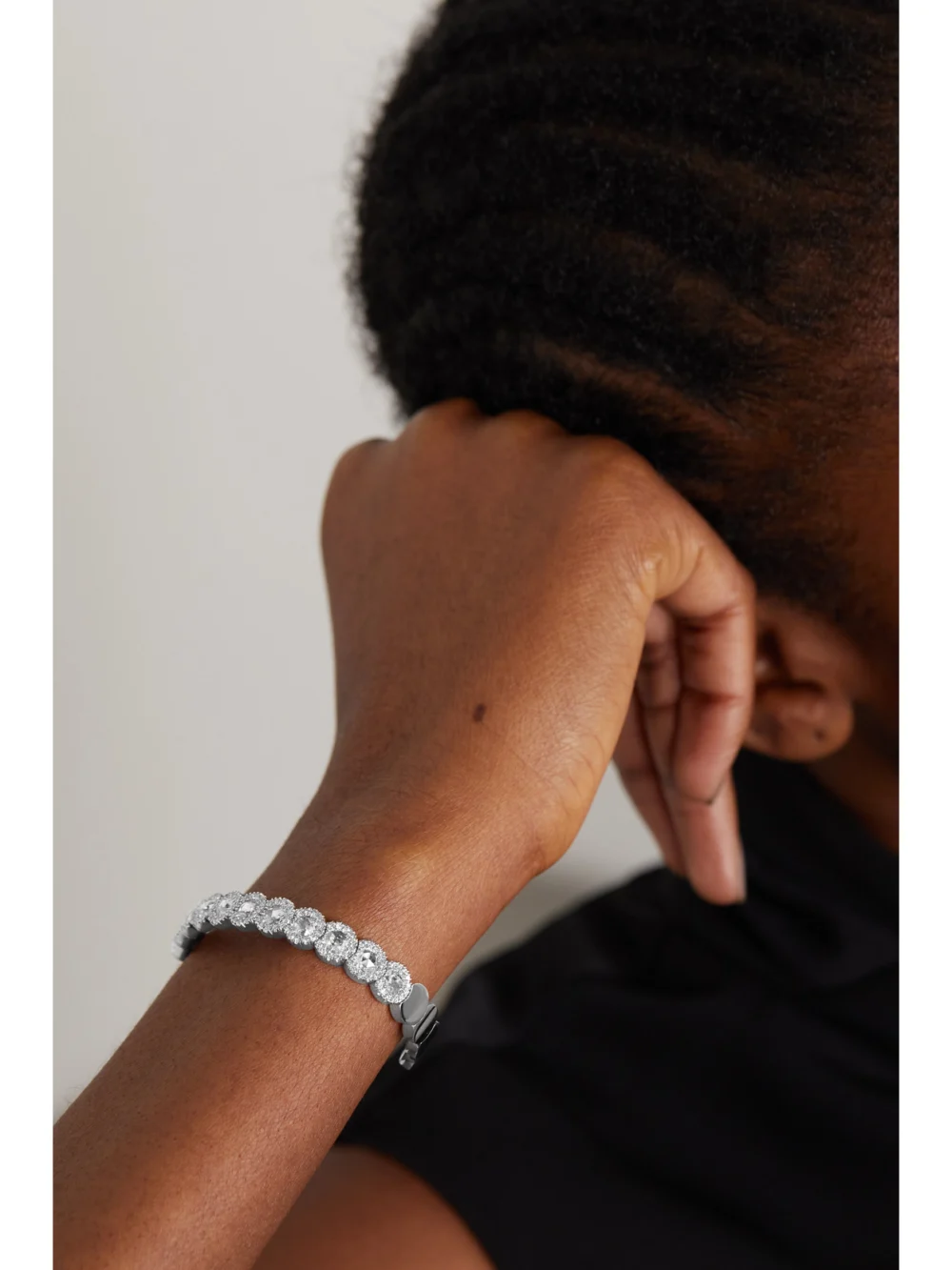 David Morris 18-karat White Gold Diamond Cuff, styled view