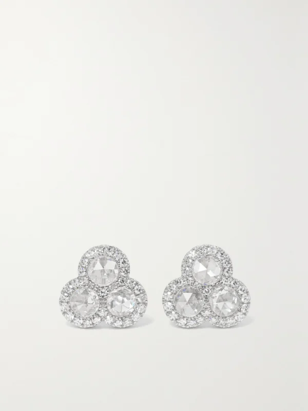 David Morris 18-karat White Gold Diamond Earrings