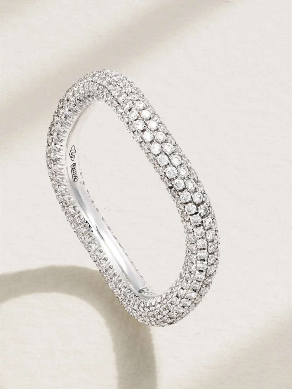 Close-up detail of the David Morris 18-karat White Gold Diamond Eternity Ring