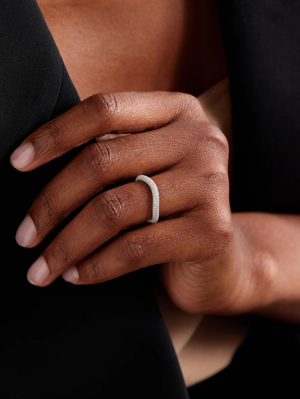 David Morris 18-karat White Gold Diamond Eternity Ring, styled view