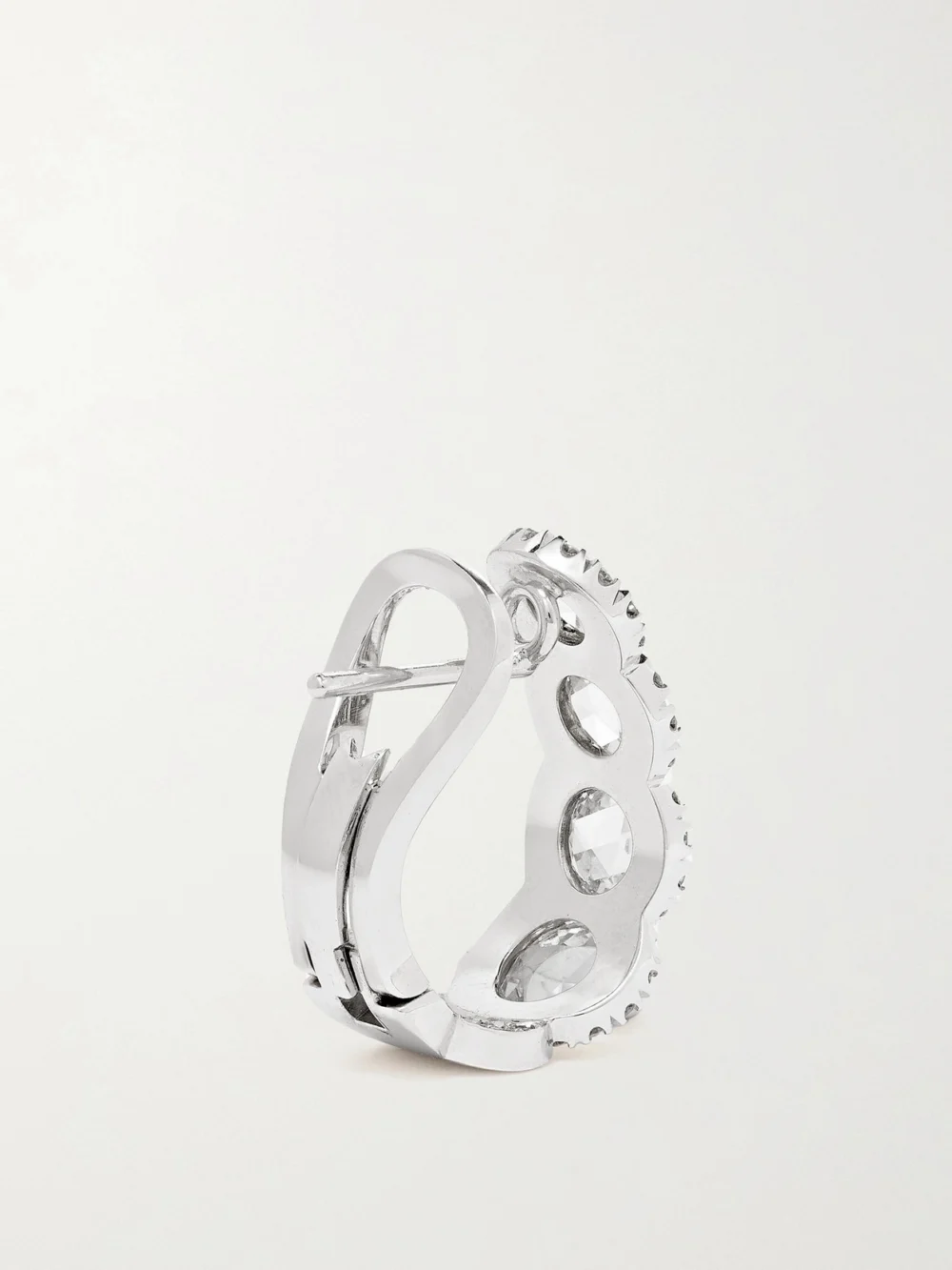 Back view of the David Morris 18-karat White Gold Diamond Hoop Earrings