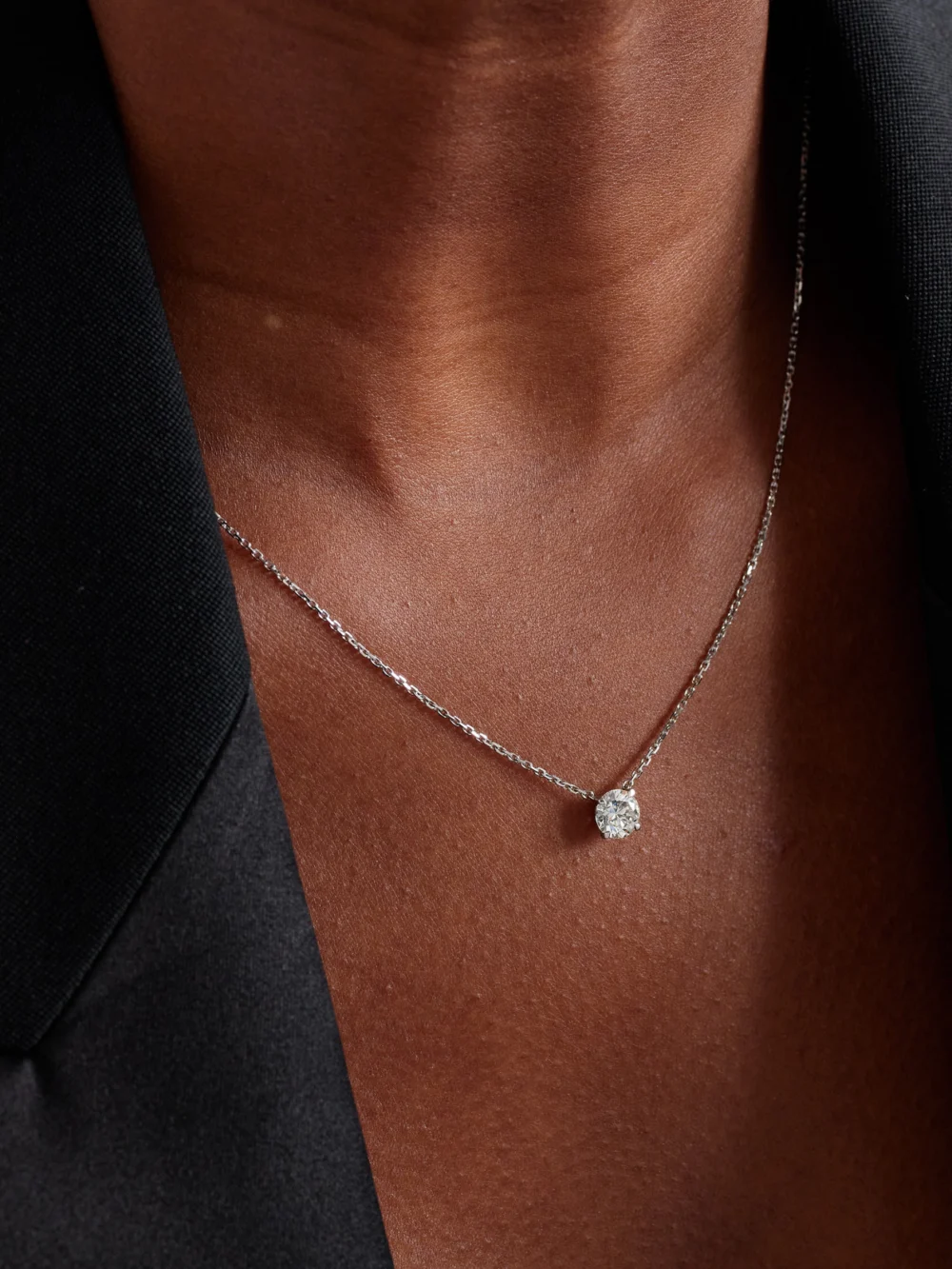 David Morris 18-karat White Gold Diamond Necklace, styled view