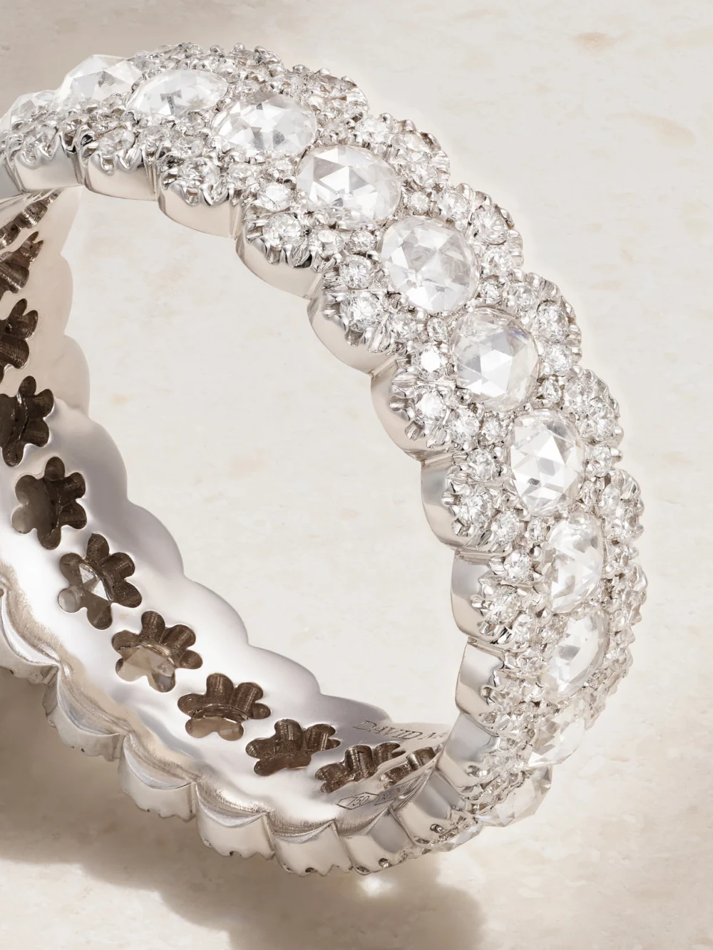 Close-up detail of the David Morris 18-karat White Gold Diamond Ring