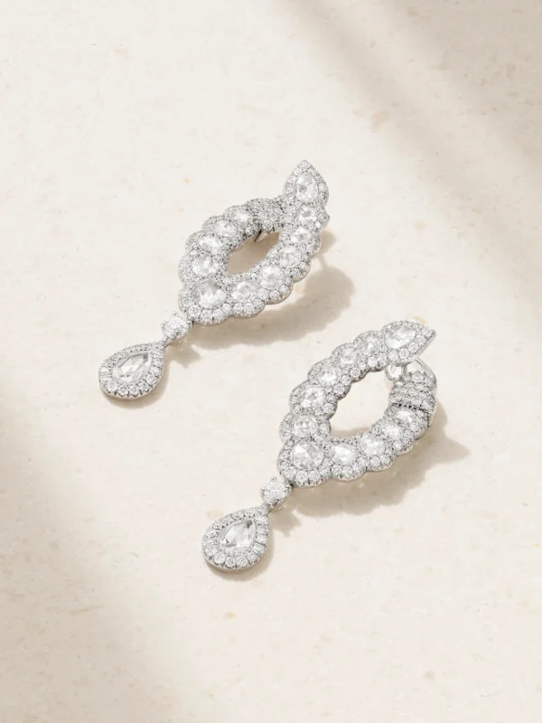 David Morris Mandorla 18-karat White Gold Diamond Hoop Earrings