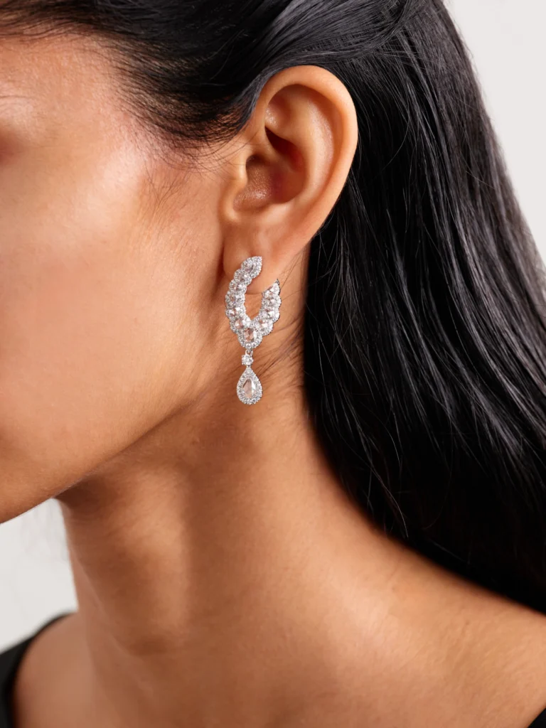 David Morris Mandorla 18-karat White Gold Diamond Hoop Earrings