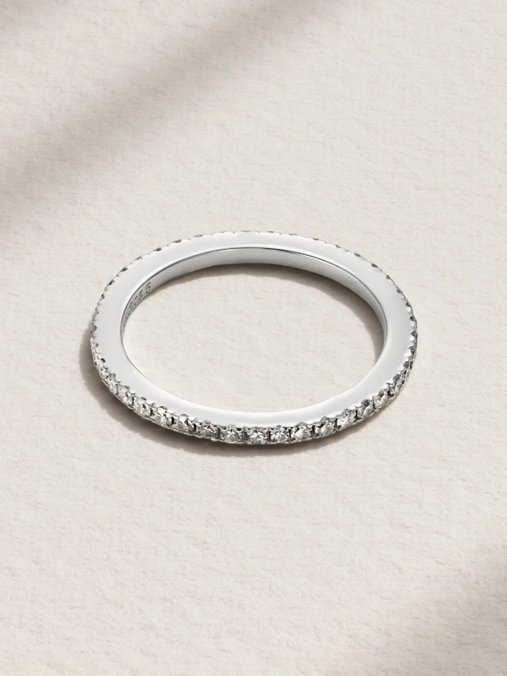 Close-up detail of the David Morris Platinum Diamond Eternity Ring