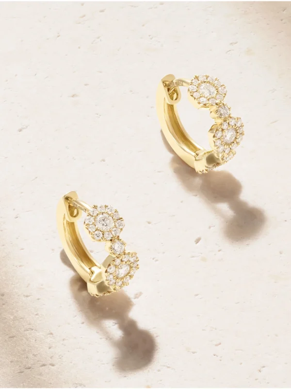 David Morris Triolette 18-karat Gold Diamond Hoop Earrings