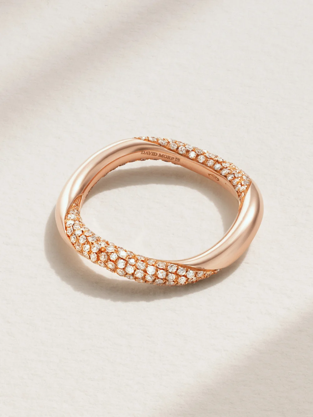 David Morris Wave 18-karat Rose Gold Diamond Ring in 52