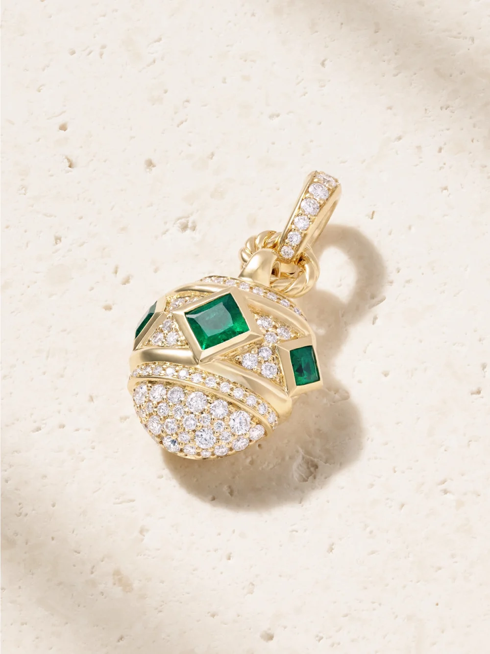 David Yurman 18-karat Gold, Diamond and Emerald Pendant