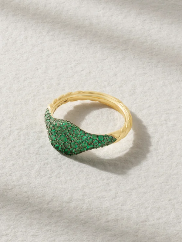 David Yurman 18-karat Gold Emerald Pinky Ring