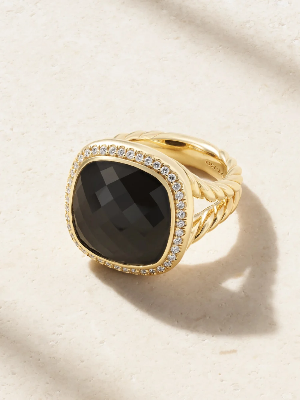 David Yurman Albion® 18- Karat Gold, Onyx and Diamond Ring in black