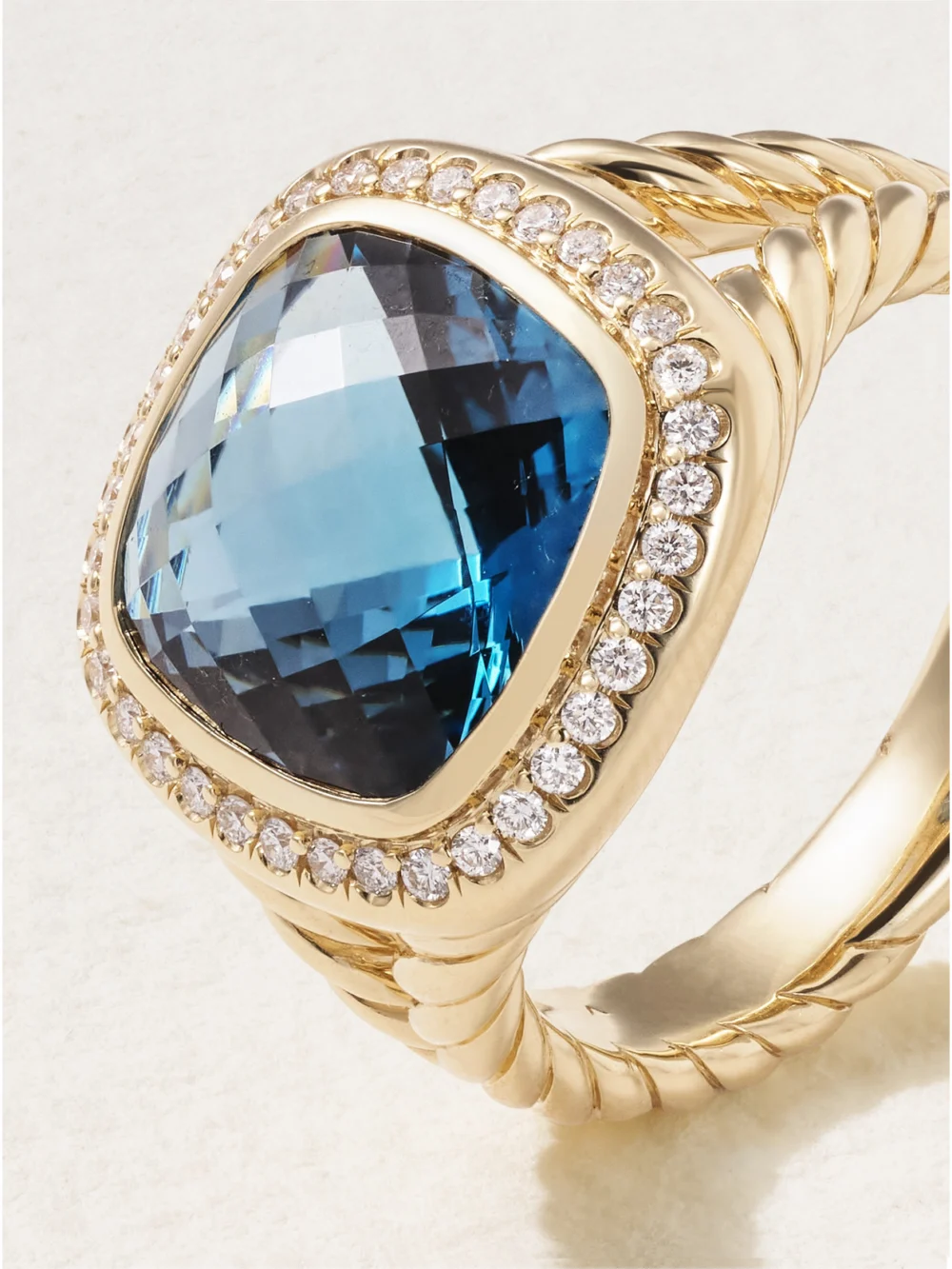 Close-up detail of the David Yurman Albion® 18-karat Gold, Topaz and Diamond Ring