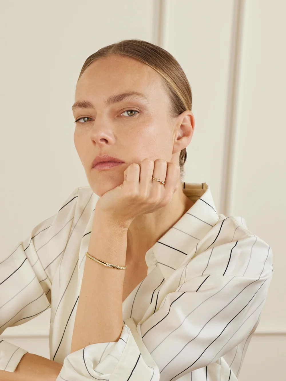 David Yurman Cable 18-karat Gold Diamond Ring, styled view