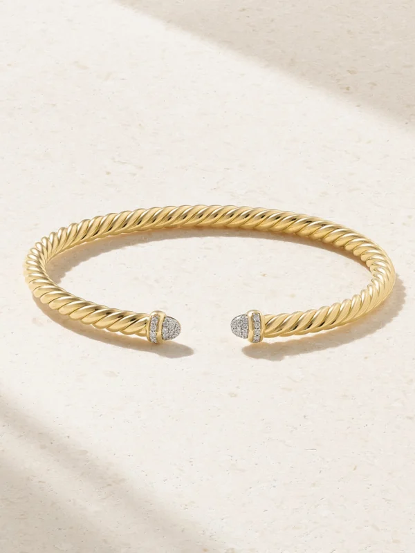 David Yurman Cablespira® Flex 18-karat Gold and Diamond Cuff