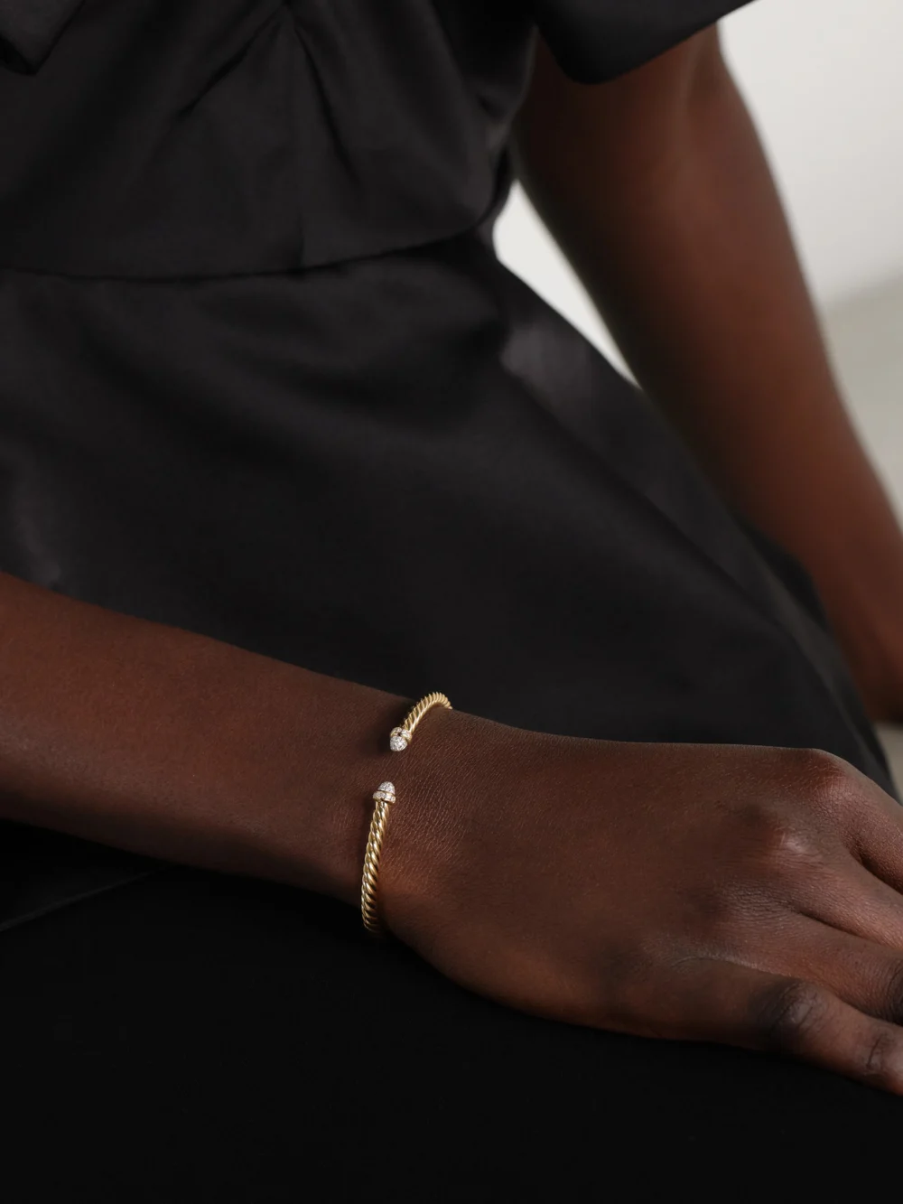 David Yurman Cablespira® Flex 18-karat Gold and Diamond Cuff, styled view