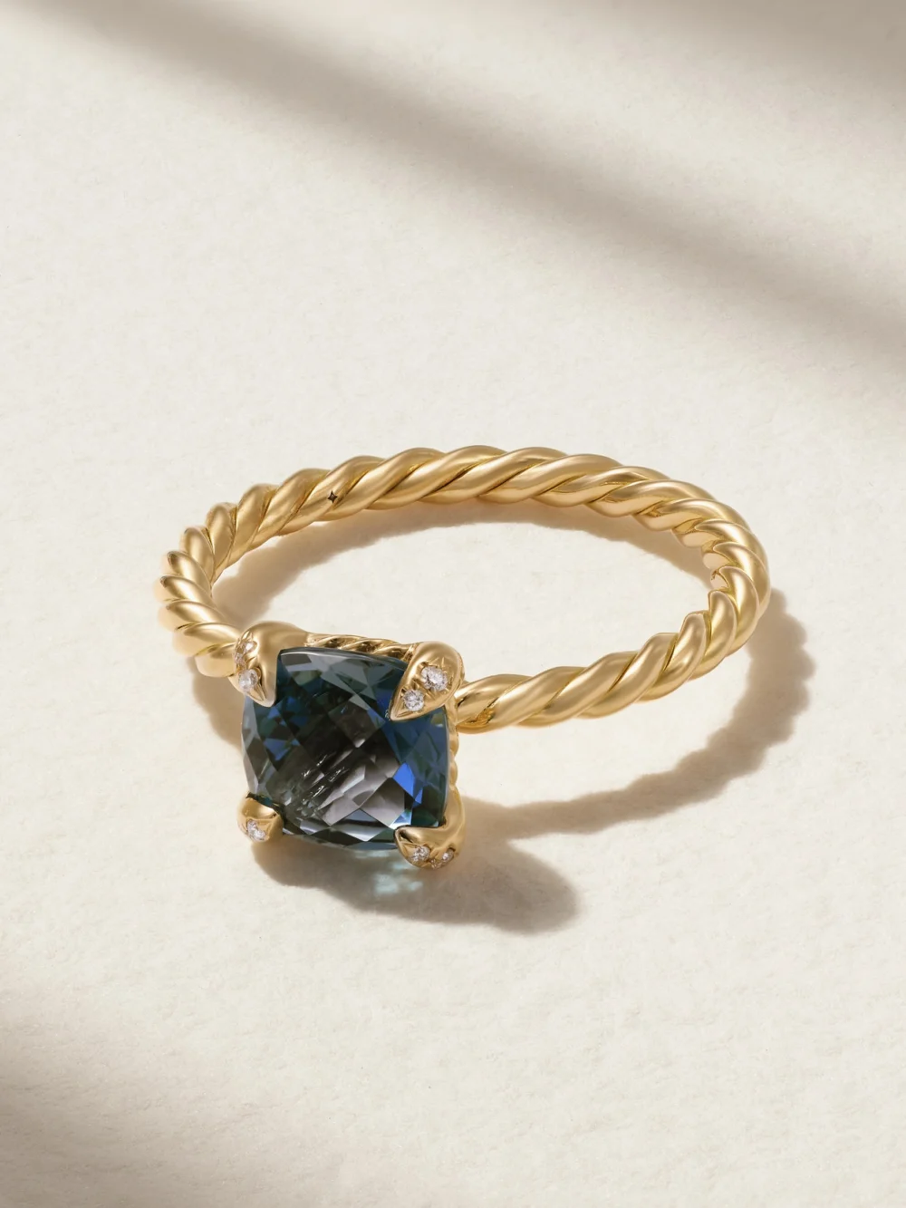 David Yurman Chatelaine 18-karat Gold, Topaz and Diamond Ring in 7 1/2