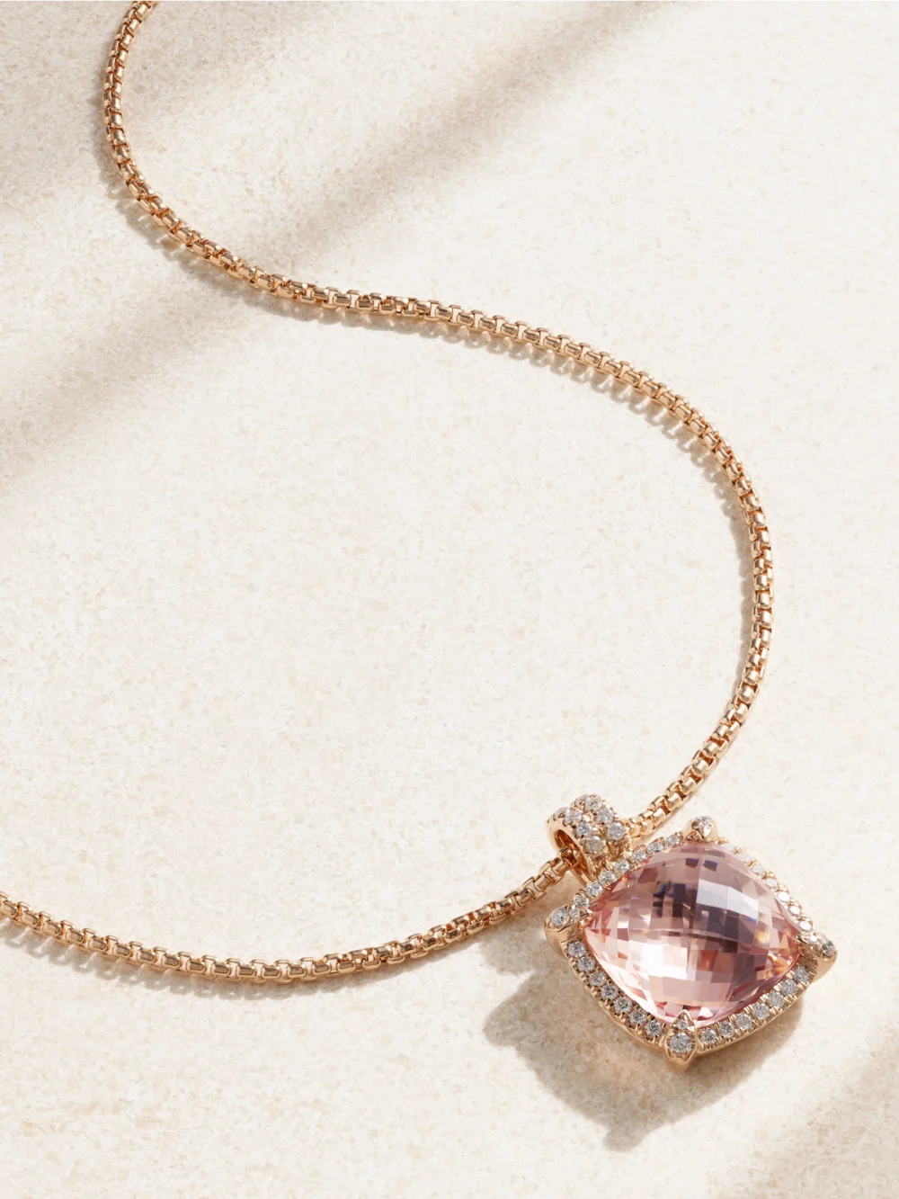 David Yurman Châtelaine® 18-karat Rose Gold, Morganite and Diamond Necklace