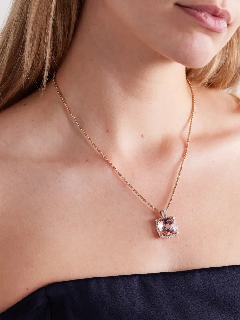 David Yurman Châtelaine® 18-karat Rose Gold, Morganite and Diamond Necklace