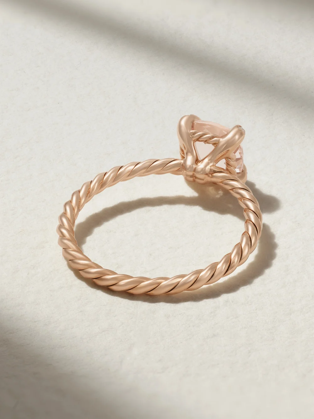 Back view of the David Yurman Chatelaine 18-karat Rose Gold, Morganite and Diamond Ring