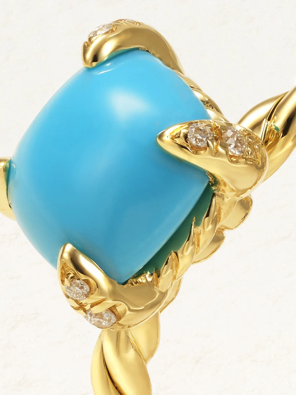 Close-up detail of the David Yurman Châtelaine®18-karat Gold, Turquoise and Diamond Ring