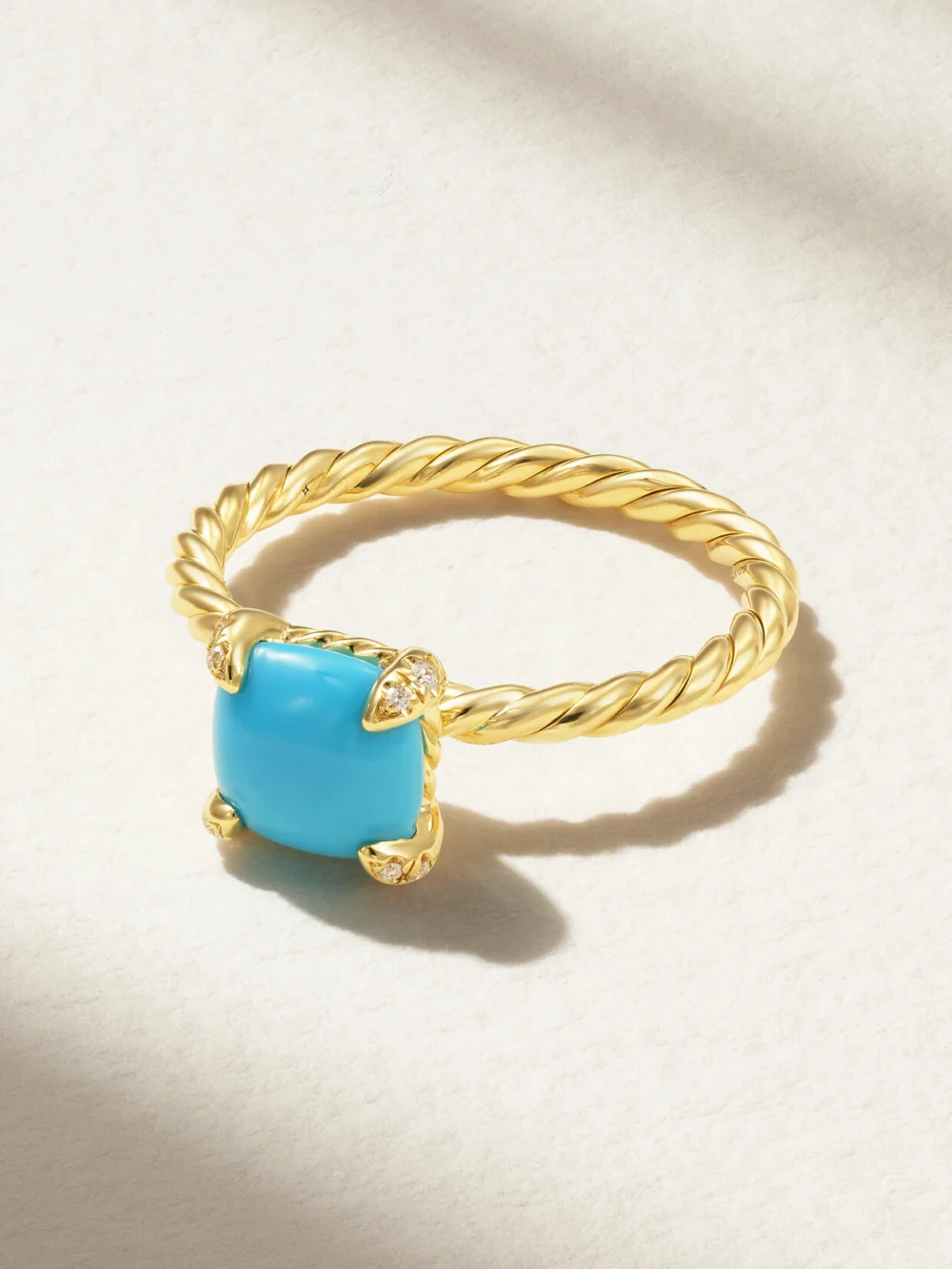 David Yurman Châtelaine®18-karat Gold, Turquoise and Diamond Ring in 5