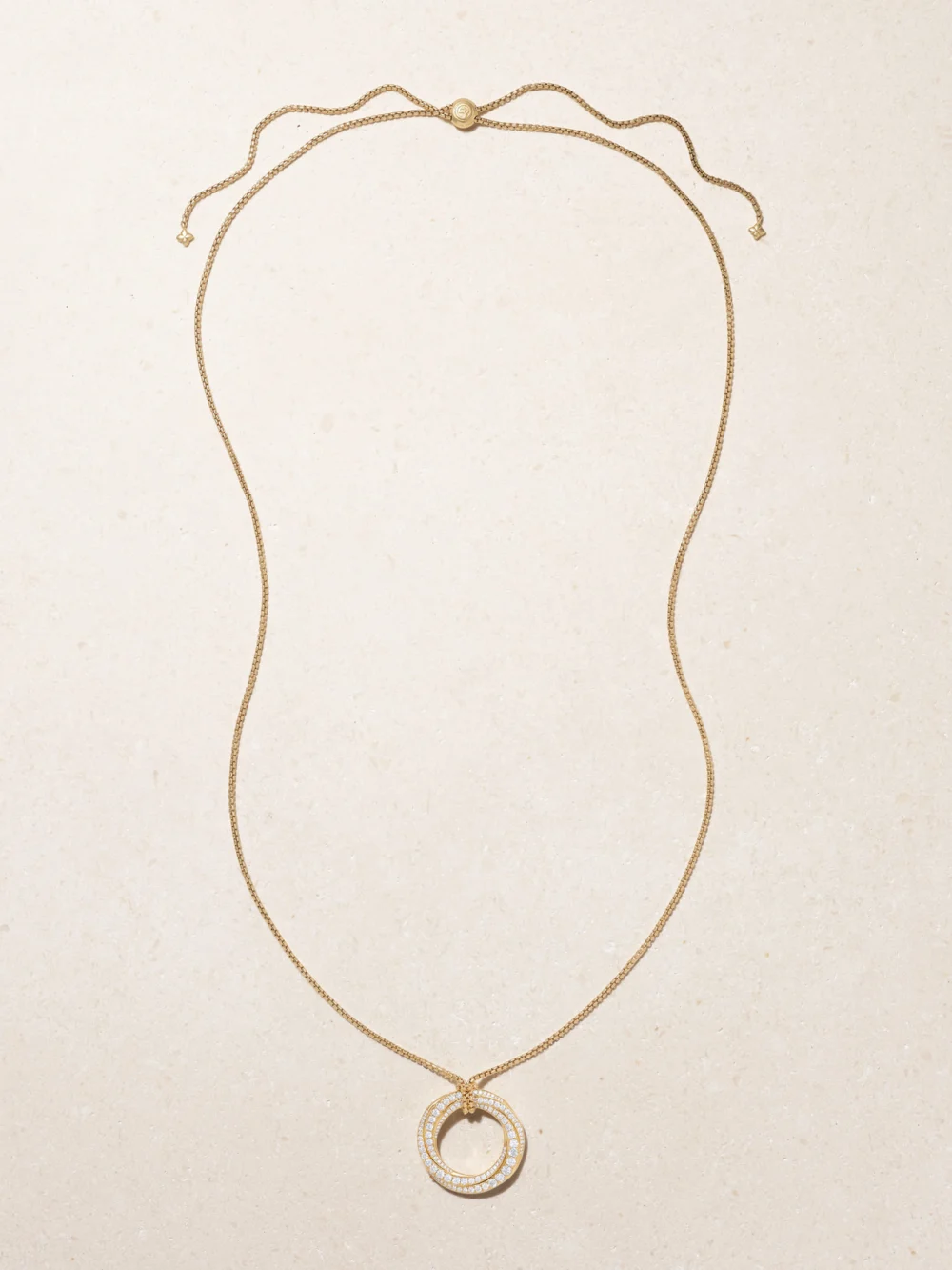 Close-up detail of the David Yurman Crossover 18-karat Gold Diamond Necklace