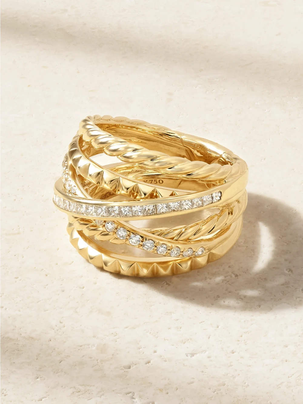 David Yurman Crossover® Trio Six Row 18-karat Gold Diamond Ring in 7