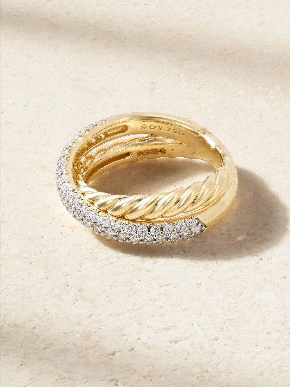 David Yurman Crossover® Two Row 18-karat Gold Diamond Ring in 6