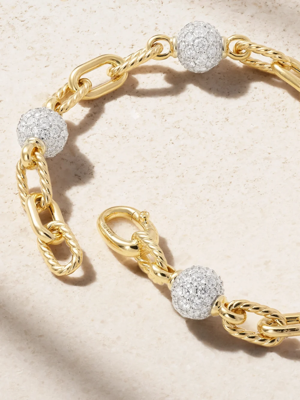 Back view of the David Yurman Dy Madison® Rhodium-plated 18-karat Gold Diamond Bracelet