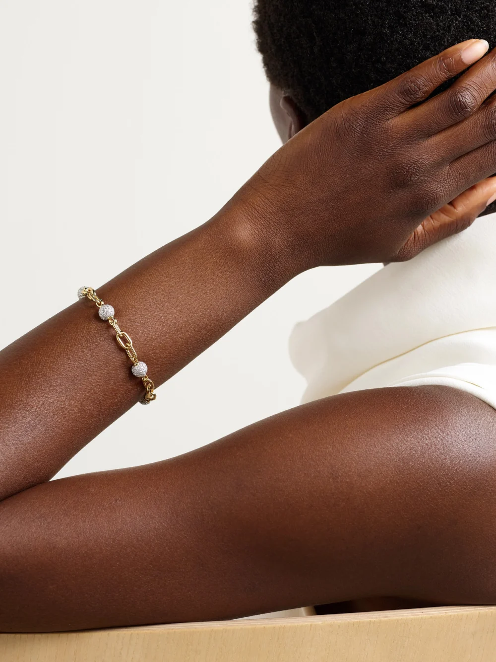 David Yurman Dy Madison® Rhodium-plated 18-karat Gold Diamond Bracelet, styled view