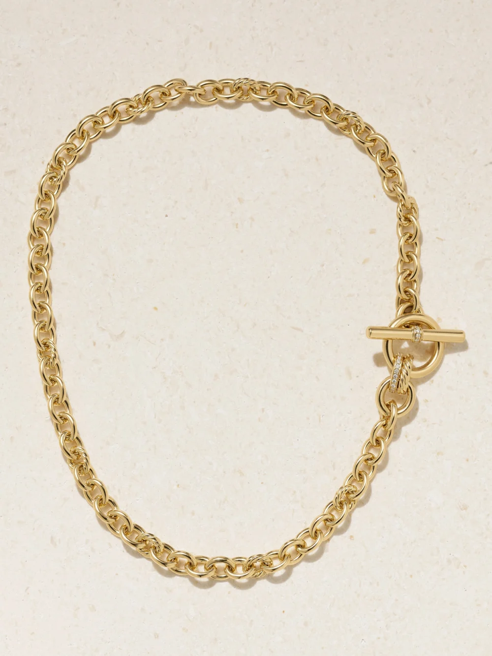 Close-up detail of the David Yurman Dy Mercer® 18-karat Gold Diamond Necklace