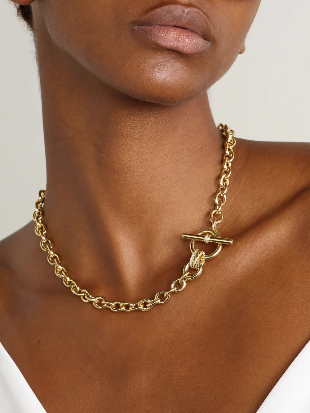 David Yurman Dy Mercer® 18-karat Gold Diamond Necklace, styled view