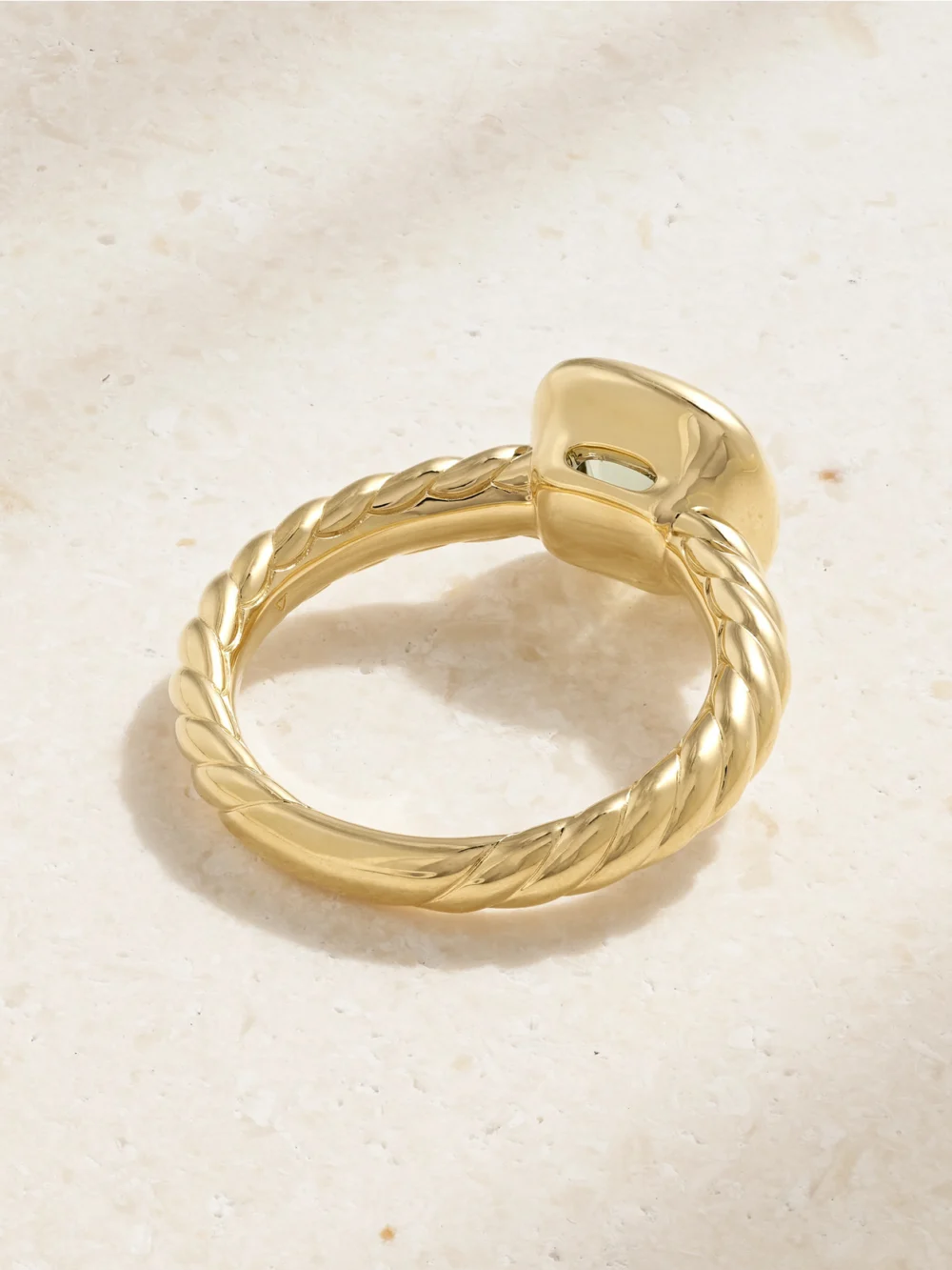 Back view of the David Yurman Dy Mercer® 18-karat Gold Prasiolite Ring