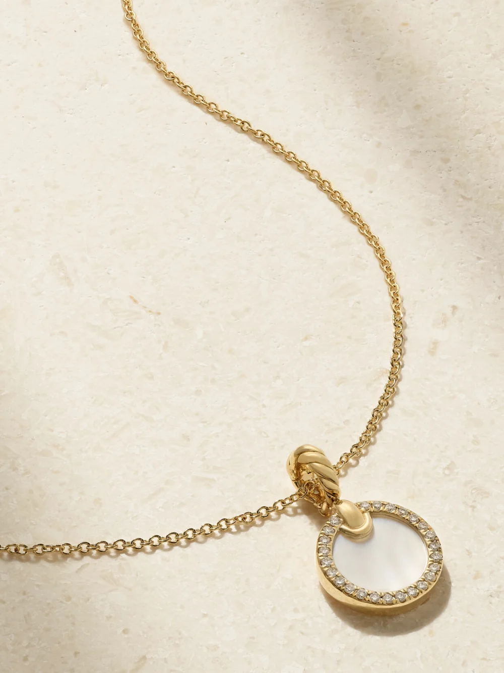 David Yurman Elements 18-karat Gold, Mother-of-pearl and Diamond Necklace