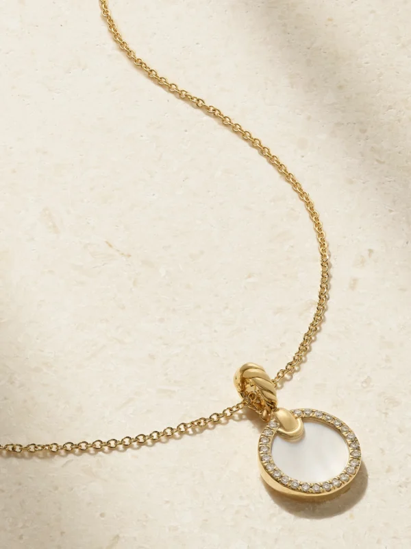 David Yurman Elements 18-karat Gold, Mother-of-pearl and Diamond Necklace