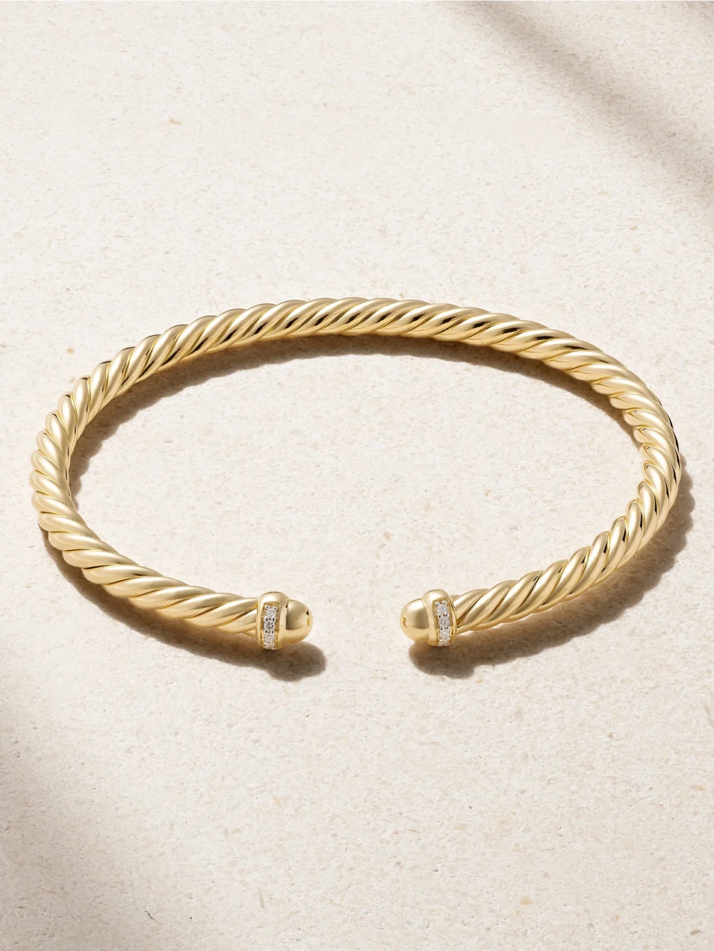 David Yurman Modern Cable 18-karat Gold Diamond Cuff in 15