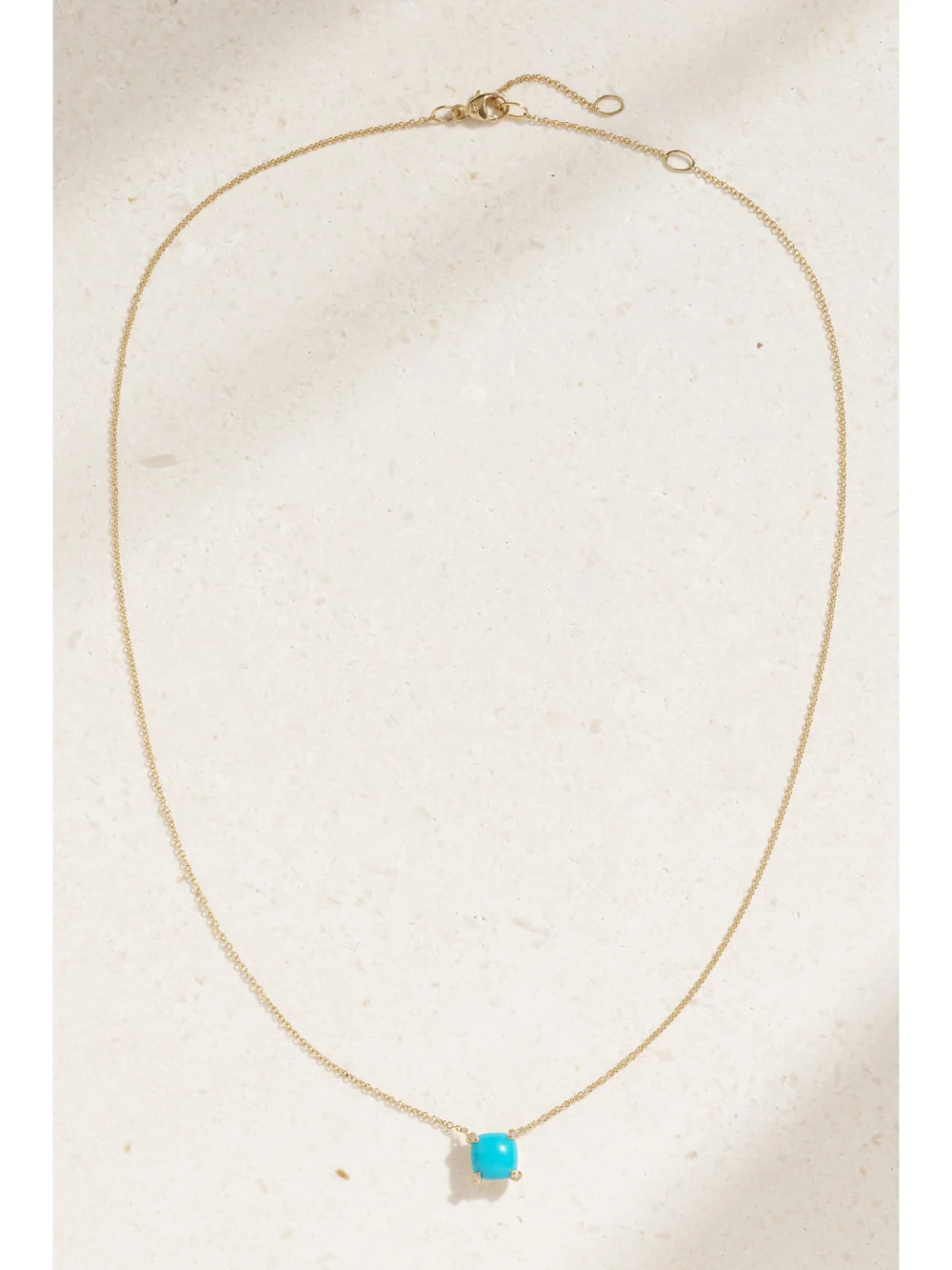 Close-up detail of the David Yurman Petite Châtelaine 18-karat Gold, Turquoise and Diamond Necklace