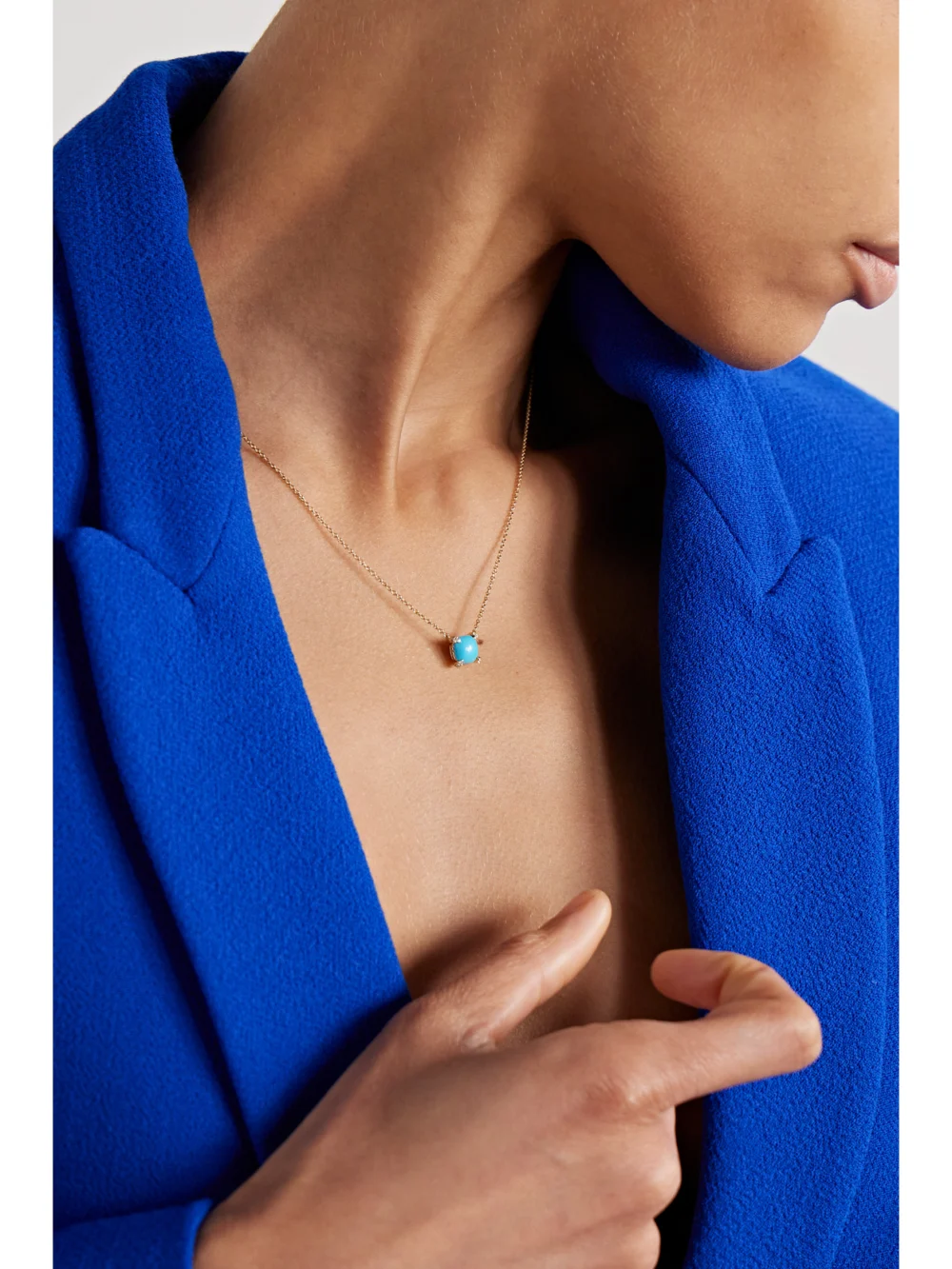David Yurman Petite Châtelaine 18-karat Gold, Turquoise and Diamond Necklace, styled view