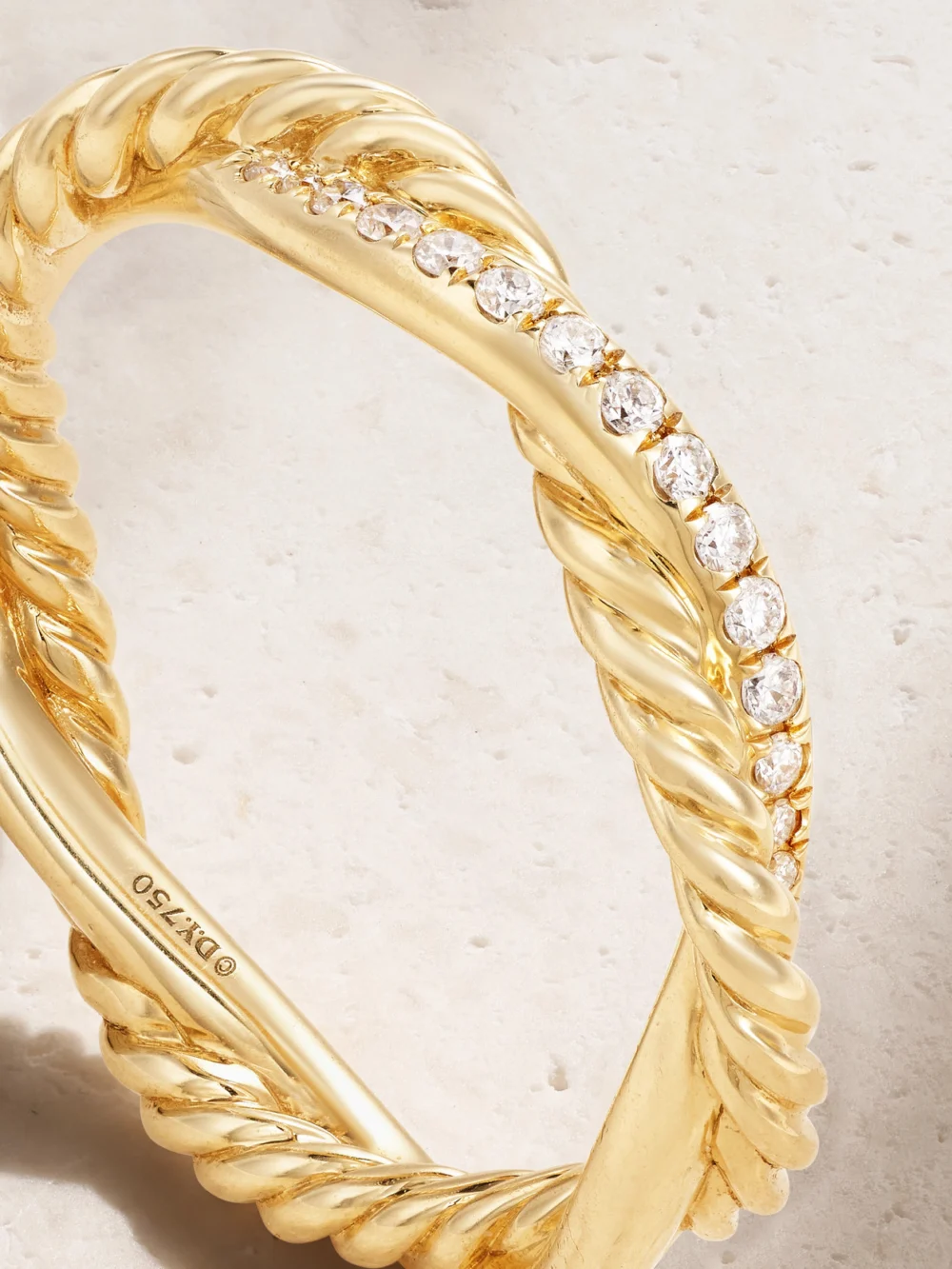 Close-up detail of the David Yurman Petite Infinity 18-karat Gold Diamond Ring