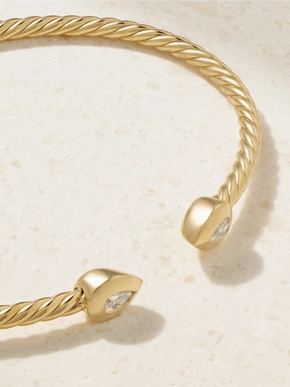 Close-up detail of the David Yurman Petite Modern Renaissance® Cablespira® 18-karat Gold Diamond Cuff