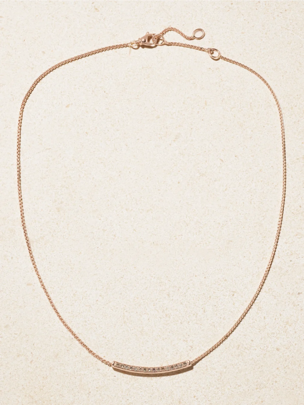 Close-up detail of the David Yurman Petite Pavé 18-karat Rose Gold Diamond Necklace