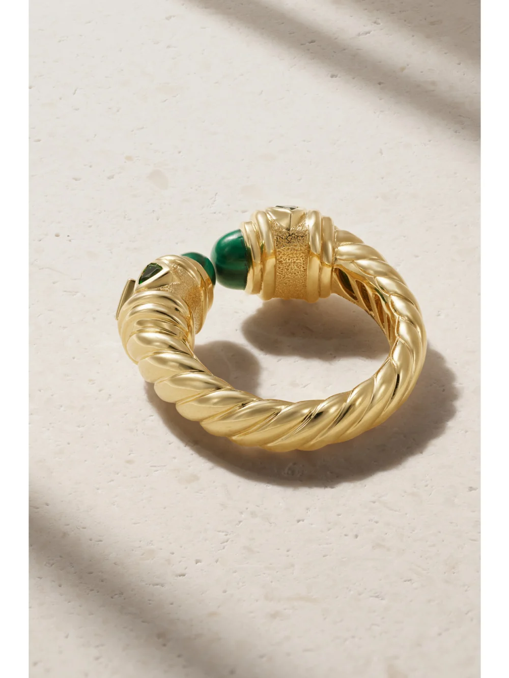 Back view of the David Yurman Renaissance 18-karat Gold, Malachite and Diopside Ring