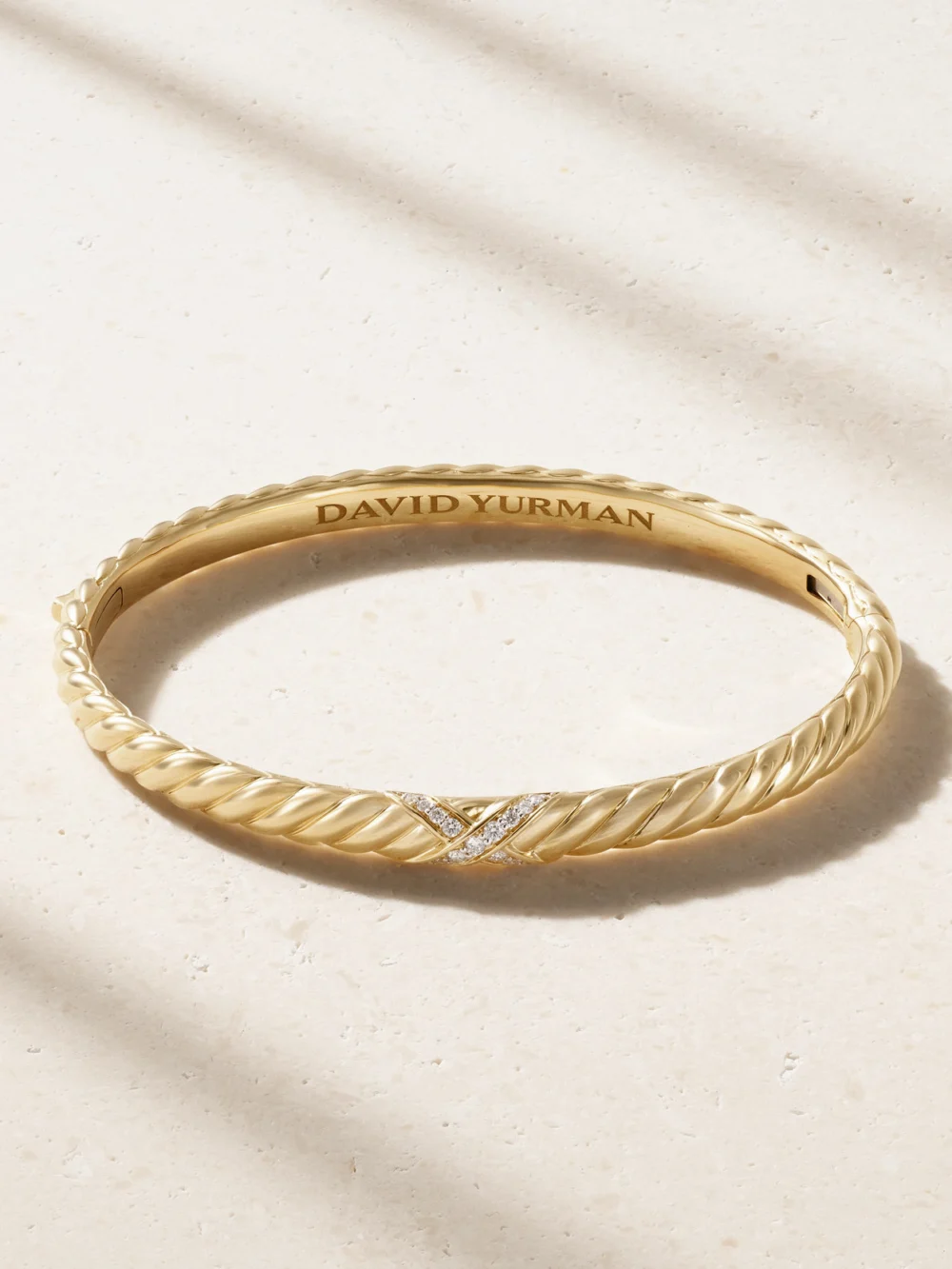 David Yurman Sculpted Cable 18-karat Gold Diamond Bangle in s