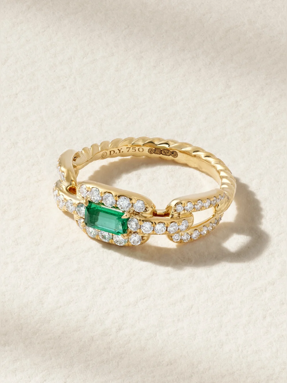 David Yurman Stax 18-karat Gold, Diamond and Emerald Ring in 5