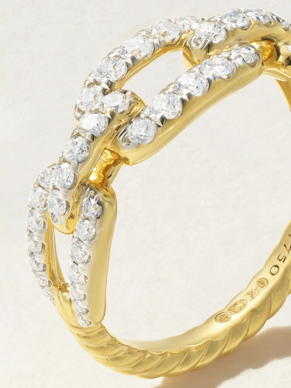 Close-up detail of the David Yurman Stax 18-karat Gold Diamond Ring