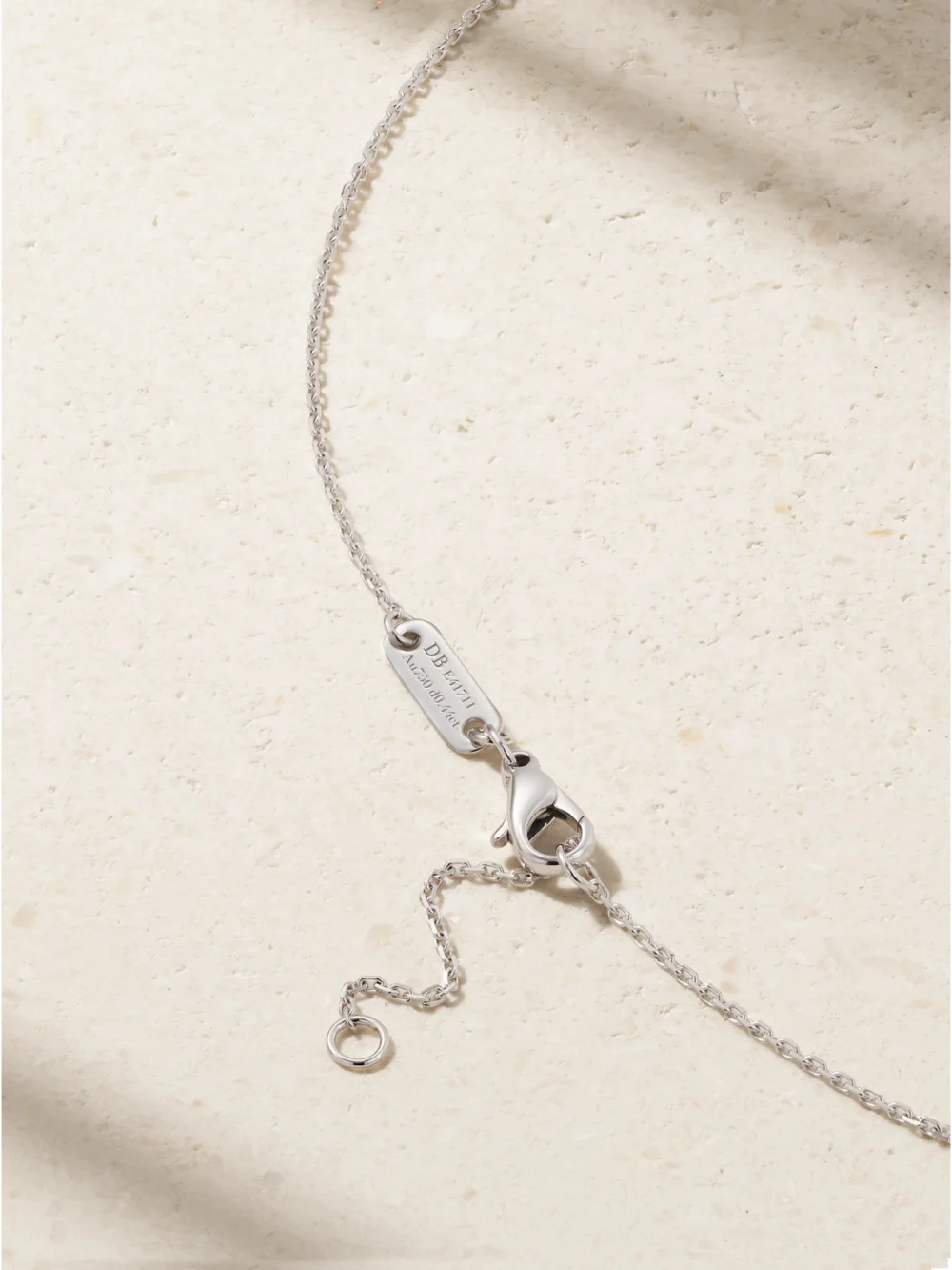 Back view of the De Beers London Dewdrop 18-karat White Gold Diamond Necklace