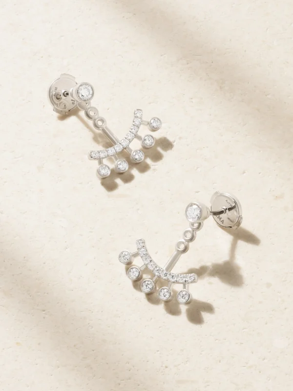 De Beers London Dewdrop Jacket 18-karat White Gold Diamond Earrings