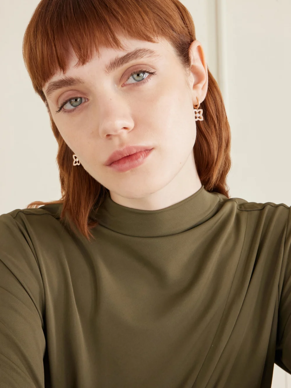 De Beers London Lotus By De Beers 18-karat Rose Gold Diamond Earrings, styled view
