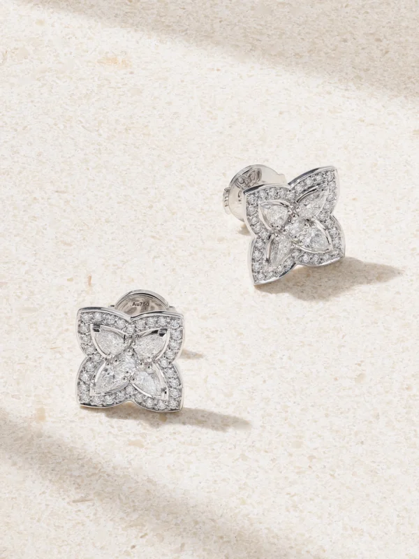De Beers London Lotus By De Beers 18-karat White Gold Diamond Earrings