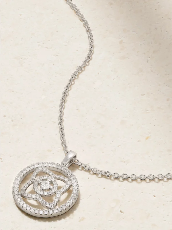 De Beers London Lotus By De Beers 18-karat White Gold Diamond Necklace
